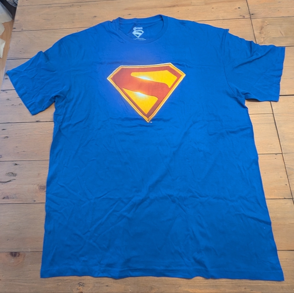 Superman Logo Graphic T-Shirt Mens XXL Large Blue Tee
